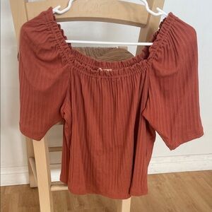 Madewell Terracotta Off-Shoulder Blouse